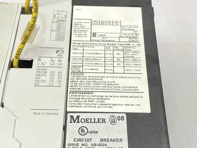 USED EATON MOELLER CIRCUIT BREAKER 3-POLE 40A 690VAC/750VDC W/NZM2-XDV