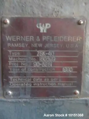 Used WERNER & PFLEIDERER ZSK40 Extruders Illinois US | Aaron Equipment #86526