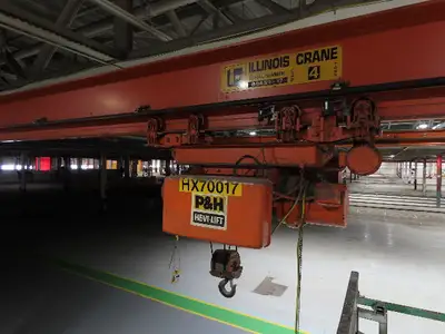 Cleveland Tramrail P&H 4 Ton Single Girder Underhung Bridge Crane 45' 10" Span