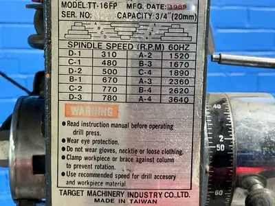 Used 1989 TARGET MACHINERY TT16FP Heavy Duty & Sensitive Single Spindle Drills Ohio US | HGR 24 #1415172