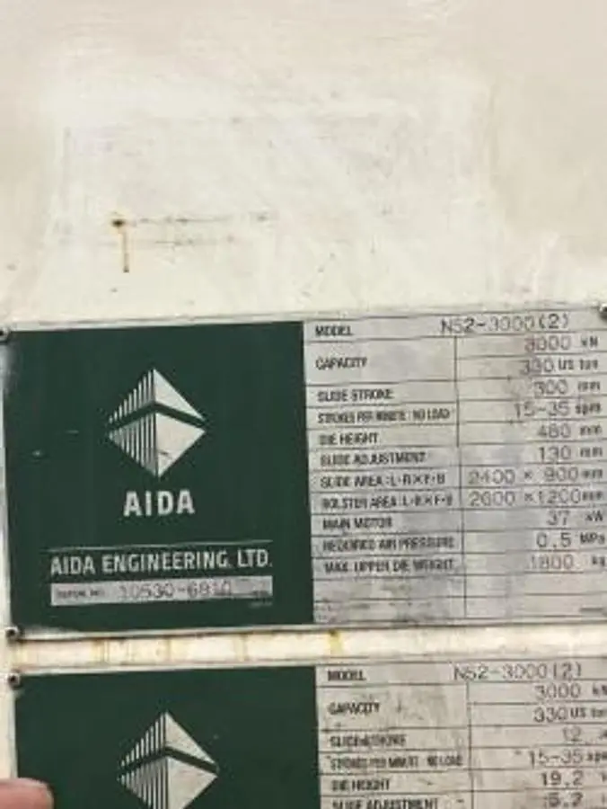 Used 2010 AIDA NS2-3000(2) Straight Side Presses Michigan US | Midwest Press and Automation #1132665