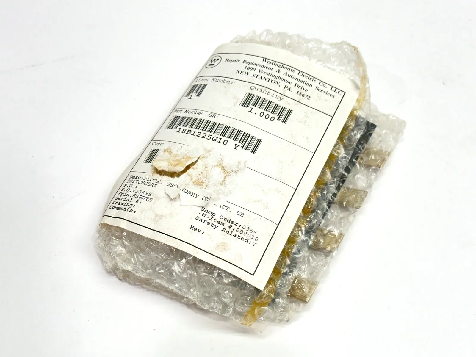 18B1225G10 | Westinghouse  Secondary Contact Block - New Other