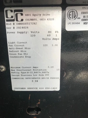 118-0017 6' Self Contained Produce Case