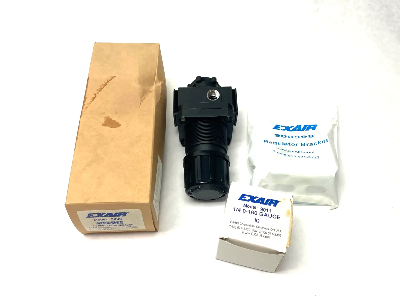 USED EXAIR PRESSURE REGULATOR 1/4" NPT W/ GAUGE & BRACKET