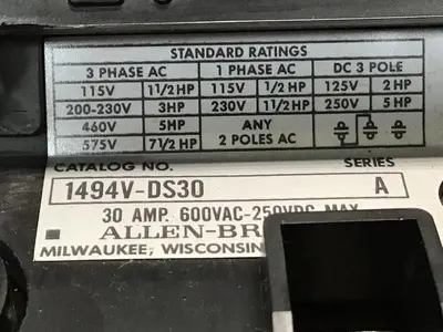 USED ALLEN BRADLEY 1494V-DS30 SER A