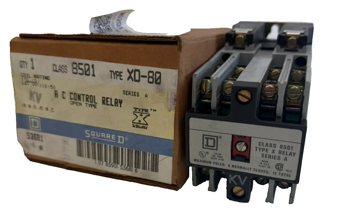 NEW SQUARE D 8501-X0-80 CONTROL RELAY SERIES A 120/110 110/50 8501XO80