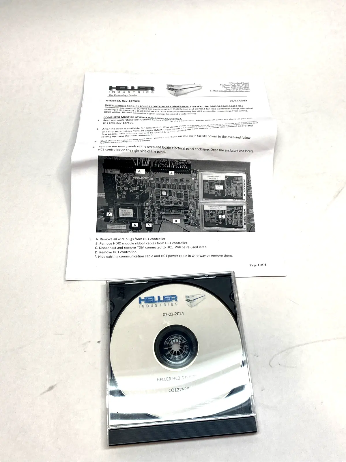 USED HELLER OVEN SOFTWARE DVD MANUAL REFLOW CONTROLLER