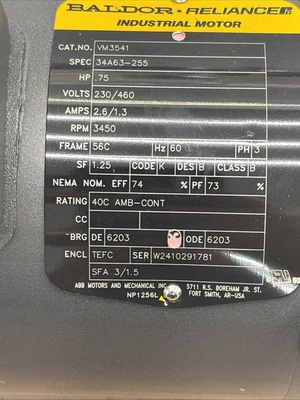 New | in-Stock Baldor VM3541 A.C. Motors Indiana US | J&J Industrial Supply #779908