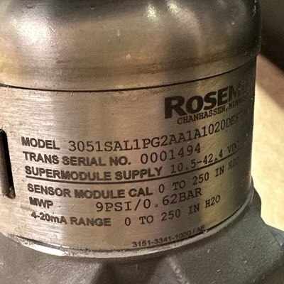 USED Rosemount 3051SAL1PG2AA1A1020DEF71CA60E5M5