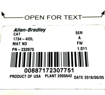 NEW ALLEN BRADLEY 1734-4IOL COMBINATION MODULE SER. A 17344I0L