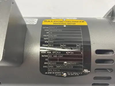 Used Baldor-Reliance Electric Motor 0.75HP 3450rpm 130/460V 34N431W719G2 A.C. Motors Michigan US | Maverick Industrial Sales #1392038