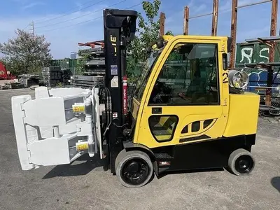12,000 POUND HYSTER MODEL S120FTPRS ENCLOSED CAB ROLL CLAMP FORKLIFT MFG. 2017