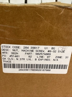 Large Lot Of Hex Mach SC Nuts 8/32 316SS Total Of  94 Boxes 100qty. Per Box