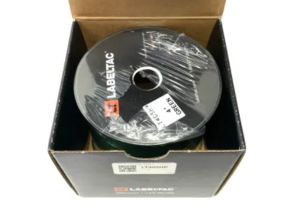 USED LABELTAC PRO MODEL HIGH PERFORMANCE 10 YEAR VINYL LABEL, GREEN, 4"