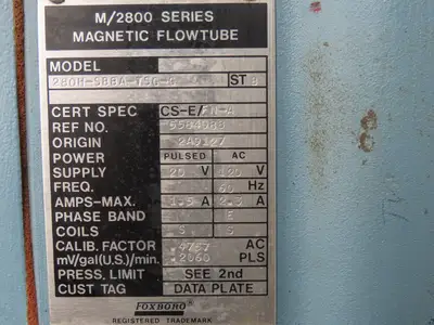 Foxboro 280H-SBBA-TSG-G Magnetic Flow Meter 1/2" Flow Tube 2800 Series 316 SST
