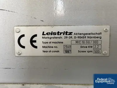 Used Leistritz 18 MM Leistritz Twin Screw Extruder, Model Micro 18 GG/30D Extruders Ohio US | Federal Equipment Company #1339981