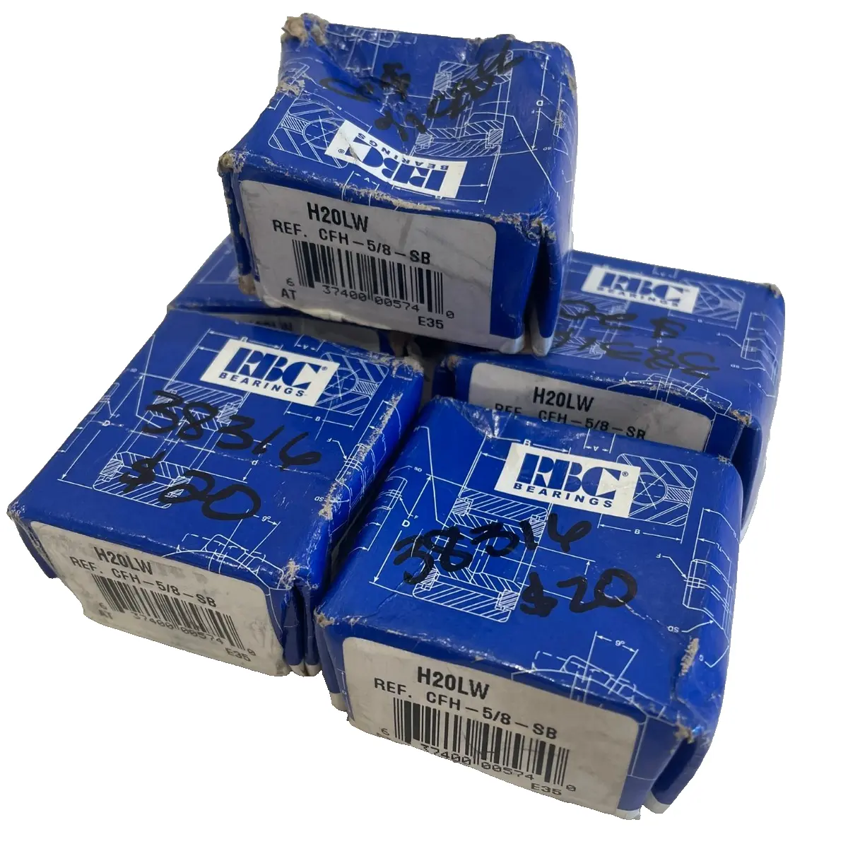 NEW LOT OF 5 RBC H20LW CAM FOLLOWER CFH-5/8-SB