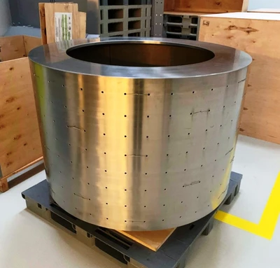 Krauss-Maffei VZU 125/3.2 perforate basket centrifuge, 316L SS.