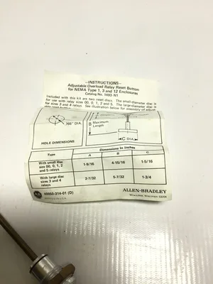 Allen Bradley 1493-N1 Adjustable Overload Relay Reset Button for NEMA 1,3 & 12 Enclosure