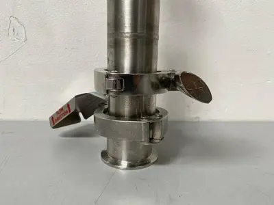 USED STAINLESS STEEL COLUMN W/ 2" SANTRIX 96 PSIG RUPTURE DISC & PRESSURE GAUGE