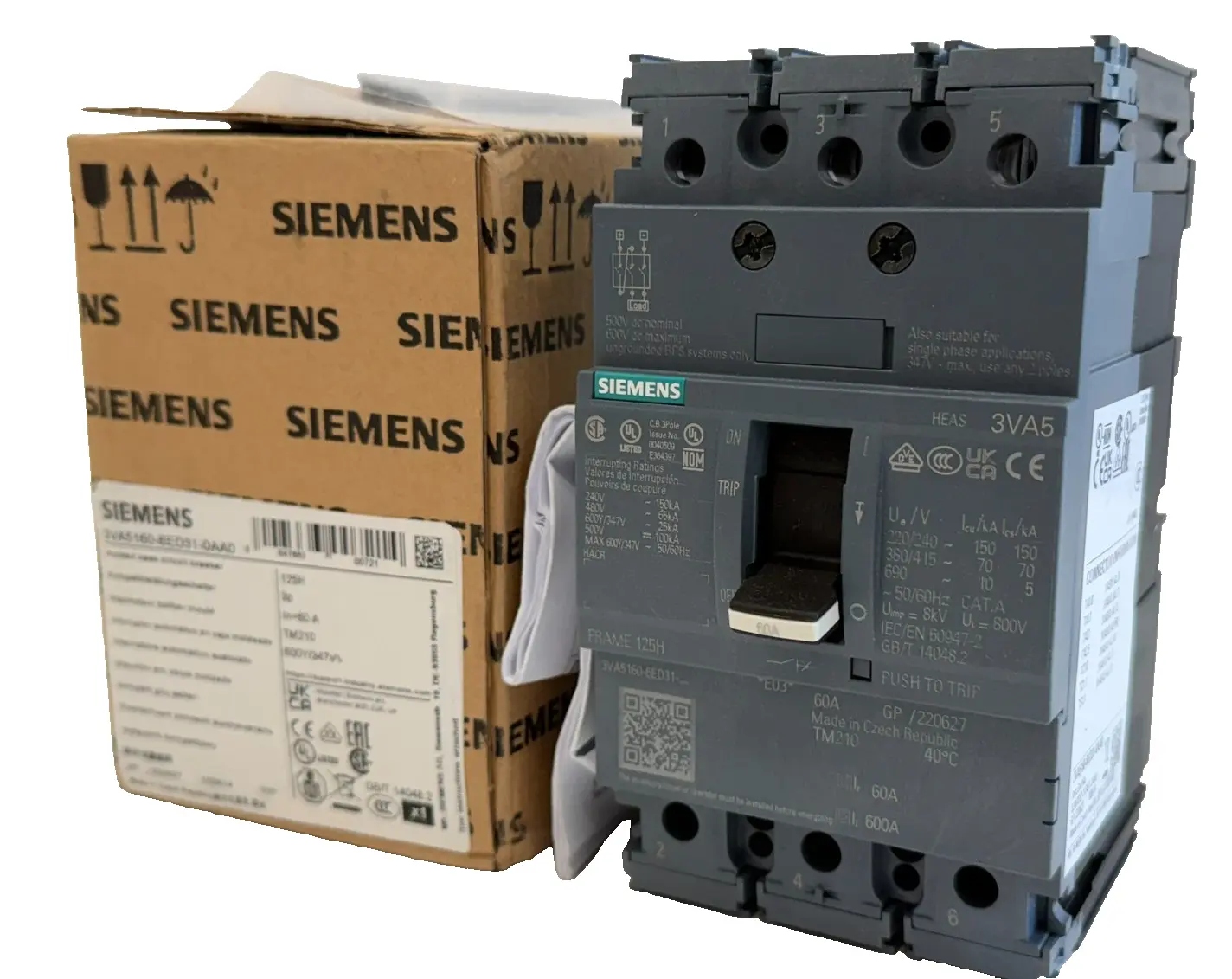 NEW SIEMENS 3VA5160-6ED31-0AA0 CIRCUIT BREAKER 125H 3P 3VA51606ED310AA0