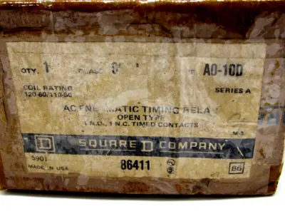 NEW SQUARE D 9050-AO-10D PNEUMATIC TIMER SERIES A 9050AO10D