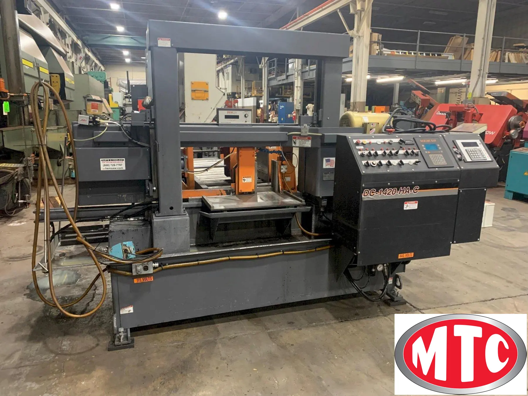 USED HEM 14" X 20" MODEL DC-1420HA-C DUAL COLUMN AUTOMATIC HORIZONTAL BANDSAW,