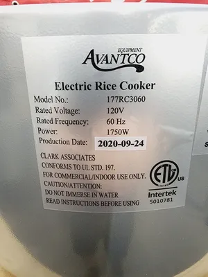 Avantco RCSA60 60 Cup, Sealed Electric Rice Cooker / Warmer 120V NEW