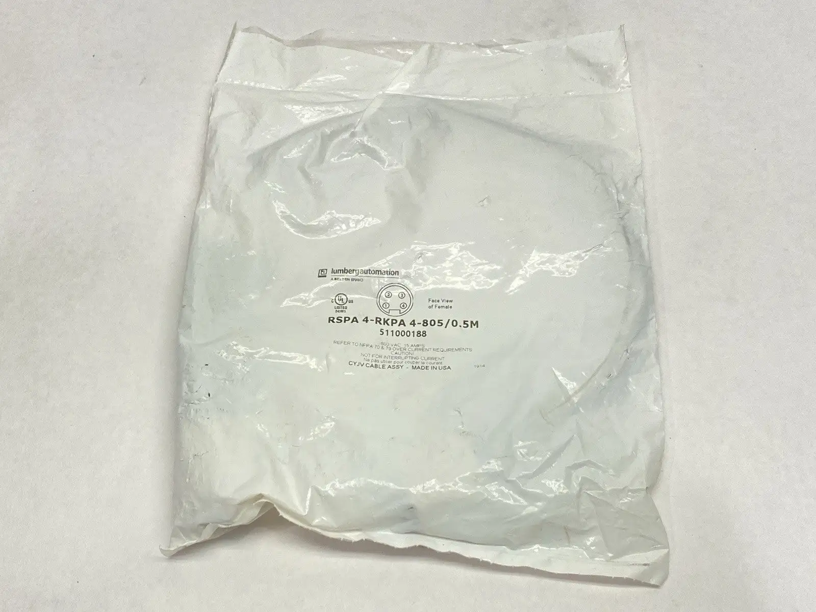 NEW LUMBERG AUTOMATION MINI POWER CORDSET 0.5M 511000188