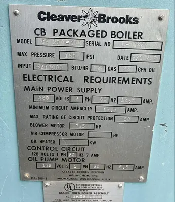 USED 1992 CLEAVER BROOKS CB-200-150