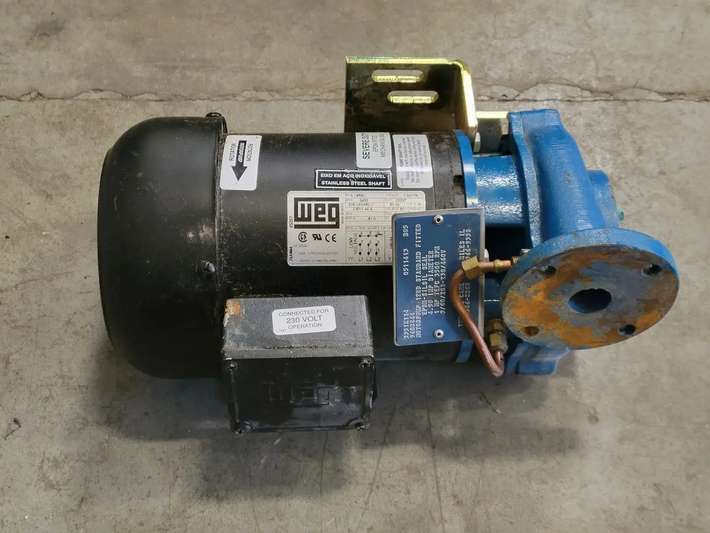 1 hp, 240/480 Volts, 3500 Rpm Impeller Pump