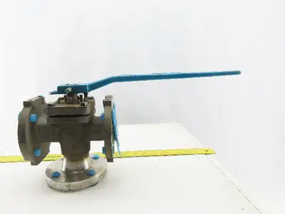 Fluroseal 1-1/2" Flange Class 150 Stainless Steel 3 Way Divert Ball Valve CF8M