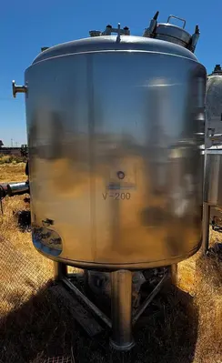 Tank, 660 Gallon, 316L Stainless Steel, Jacketed, Agitated, Dish & Cone Bottom, with Mixer, #5991337