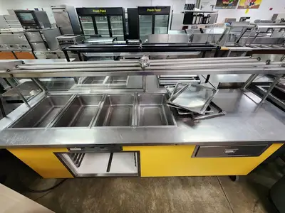 Used Delfield Used Delfield - ShelleyGlas 4 Open well Steam Buffet Server Table Steam Tables (Food) Illinois US | Falcon Restaurant Supply #1376782