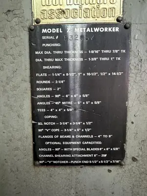 125 TON HILL ACME MODEL #7 HYDRAULIC IRONWORKER: STOCK #22779