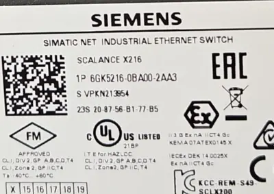 USED Siemens 6GK5216-0BA00-2AA3 SIMATIC NET ETHERNET SWITCH, (216-0BA00-2AA3)