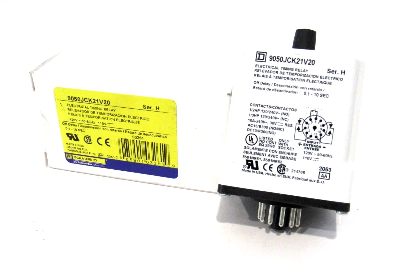 NEW SQUARE D 9050JCK21V20 TIMING RELAY SER.H