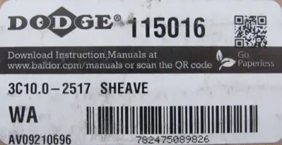 NEW DODGE 115016 SHEAVE 3C10.0-2517