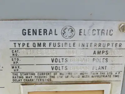 GE THPS365 Fusible Panelboard Disconnect Switch QMR 400A 600V 3 Pole