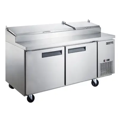 New | in-Stock Dukers New Dukers DPP70-9-S2 Commercial 2-Door Pizza Prep Table Refrigerated Food Prep Tables Illinois US | Falcon Restaurant Supply #1376289