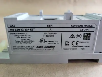 New | in-Stock ALLEN-BRADLEY 193-ESM-IG-30A-E3T Misc Electrical & Power Parts British Columbia CA | Lenmark #246617