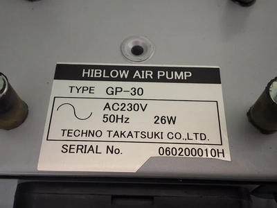 TECHNO TAKATSUKI HIBLOW GP-30 AIR PUMP AC230V 50/Hz 26W