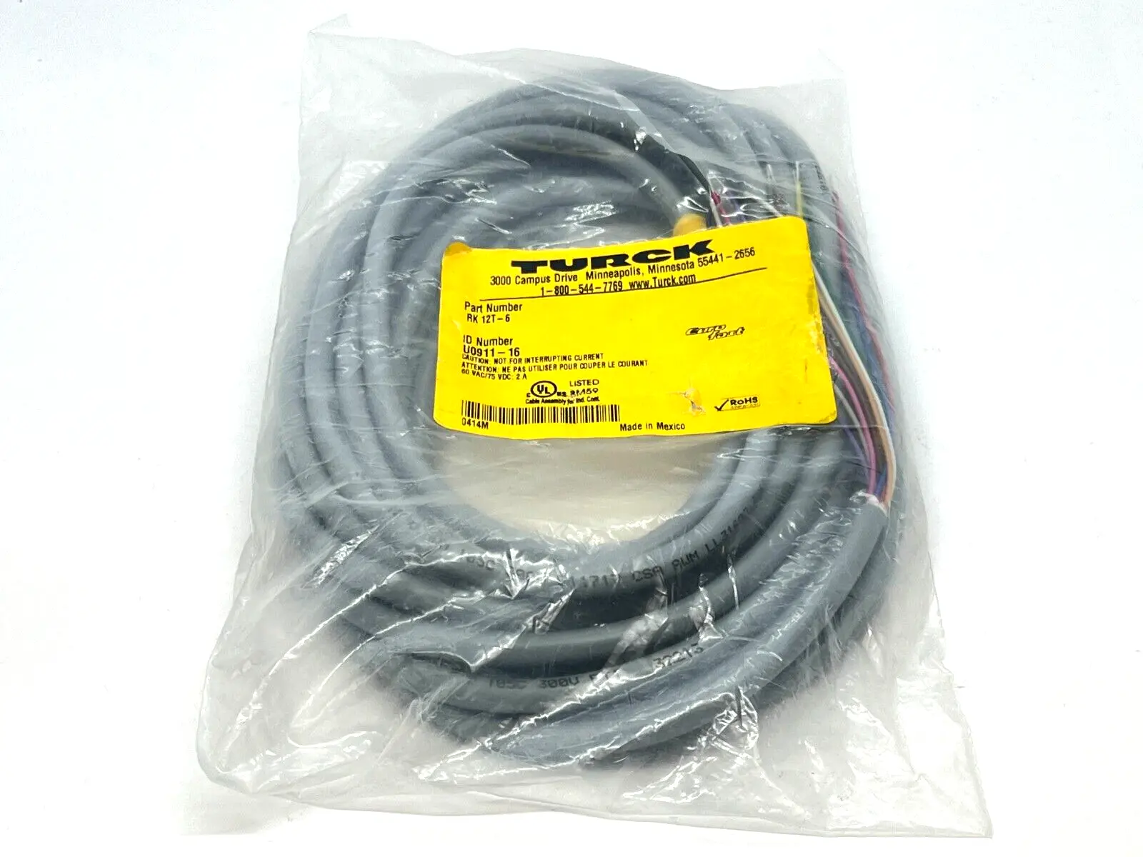 RK 12T-6 | Turck  Eurofast Cordset M12 Female 6M Length U0911-16 - New