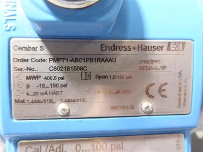 Endress+Hauser PMP71-ABC1PB1RAAAU Cerabar S Pressure Transmitter Used