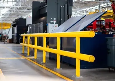 (42) 10' LONG x 26" HIGH IDEAL SHIELD TWO LINE PLASTIC COATED HEAVY DUTY GAURDRAIL BARRIER: YOBRO #24873