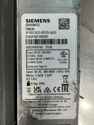 Siemens 6SL3223-0DE25-5AG1 Sinamics PM230 (5.2.1)