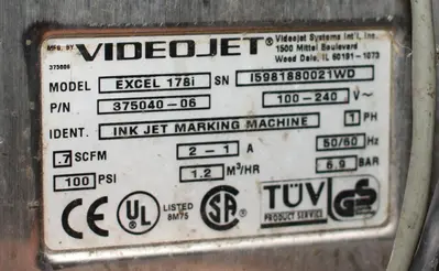 USED VIDEOJET EXCEL 178I