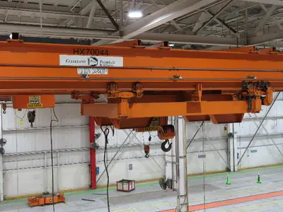 Cleveland Tramrail P&H 10 Ton Double Girder Bridge Crane 45' 10" Span w/Remote