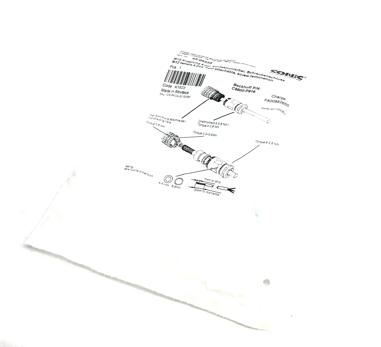 New | in-Stock Conec, Beckhoff Field Attachable M12 Socket, Female 5-Pin Electrical Fittings Michigan US | Maverick Industrial Sales #1390780
