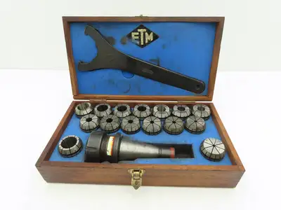 ETM ISO40 ER40 15 Collet Chuck Kit 1/8-1" With 40 ER40X2.165 E Chuck & Wrench